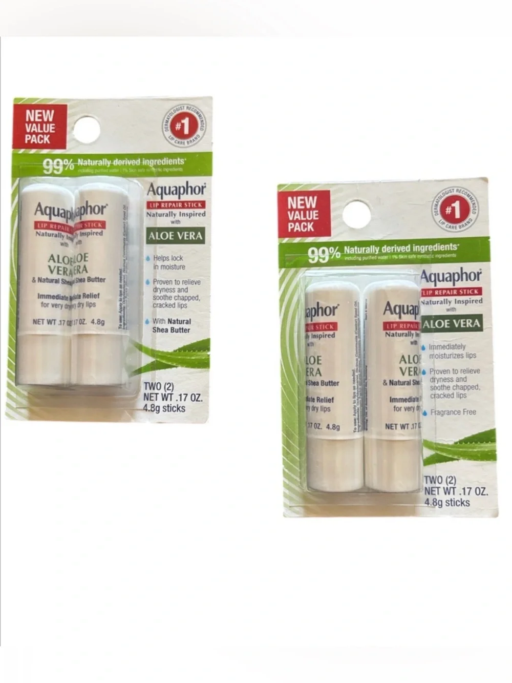 Aquaphor | Lip Repair Sticks BUNDLE | Aloe Vera Natural Shea Butter Lip Relief 2